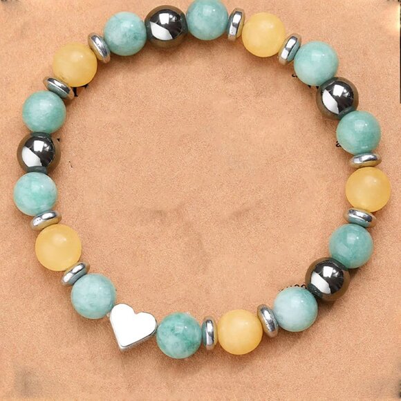 Heart Pendant Beaded Bracelet - Picture 1 of 2